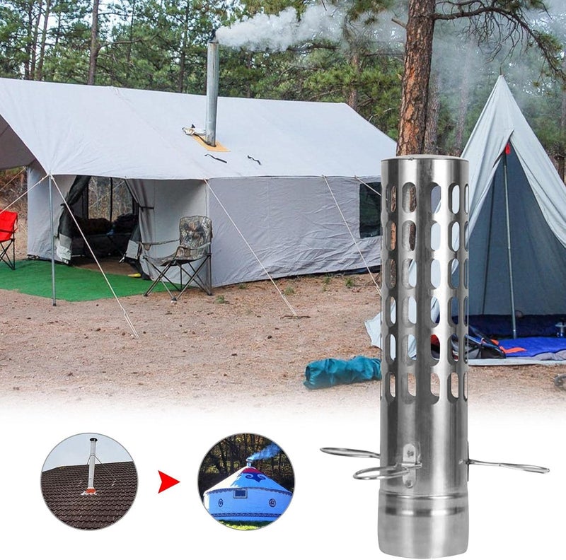 woobles Stove Pipe Spark Arrestor 26CM Stainless Steel Chimney Spark Arrestor, Weather-Resistant Camping Rain Cap Chimney Extension, Accessories For Vent Smoke Exhaust - For Diameter 6CM Stove Chimney Pipe - Image 4